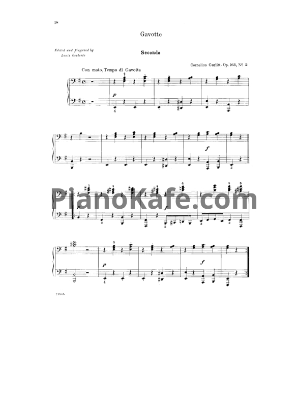 Ноты Корнелиус Гурлитт - Гавот (Op. 163, №2) для фортепиано в 4 руки