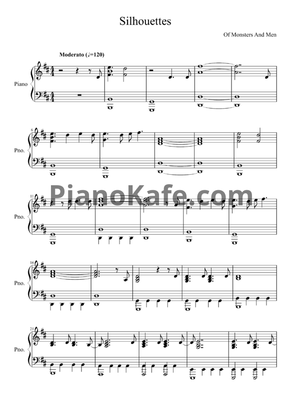 Ноты Silhouettes - Of monsters and men