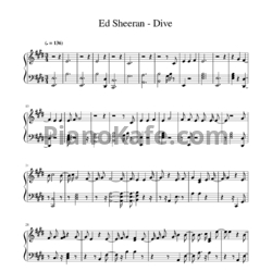 Ноты Ed Sheeran - Dive (Piano cover) - предпросмотр