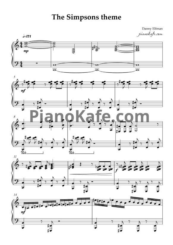 Ноты Danny Elfman - The Simpsons theme