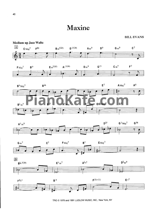 Ноты Bill Evans - Maxine