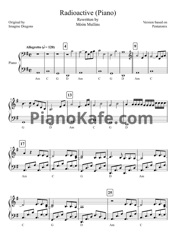 Ноты Pentatonix - Radioactive