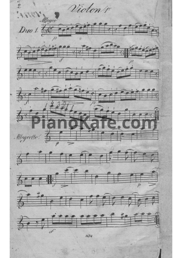 Ноты Франсуа Девьен - 6 Pieces tres faciles pour deux violons (Партии)