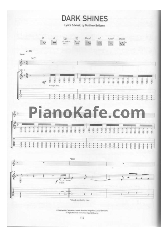 Ноты Muse - Dark shines (Guitar tabs)