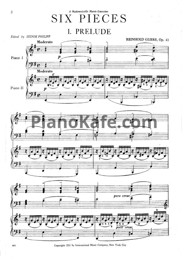 Ноты Рейнгольд Глиэр - 6 пьес для 2 фортепиано (Op. 41)