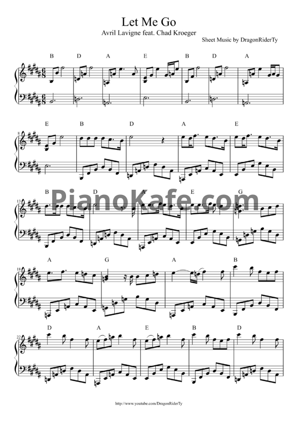 Ноты Avril Lavigne feat. Chad Kroeger - Let me go