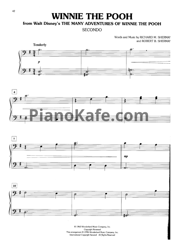 Ноты Richard M. Sherm - Winnie the pooh (для 2 фортепиано)