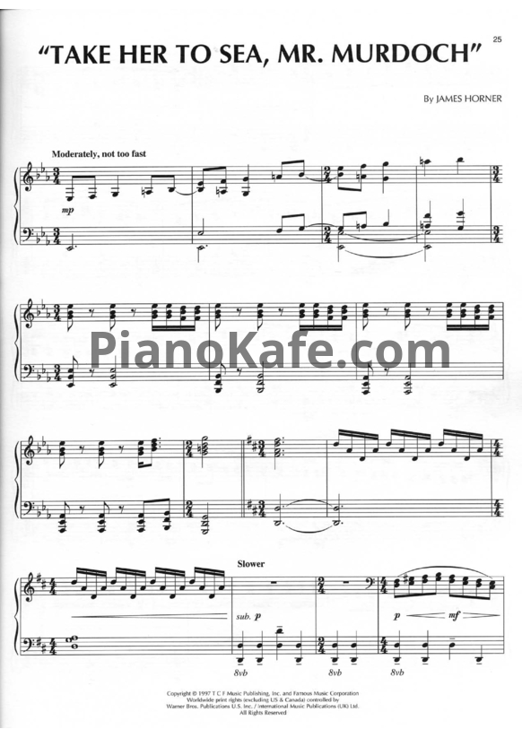 Ноты James Horner - Take her to sea, Mr. Murdoch