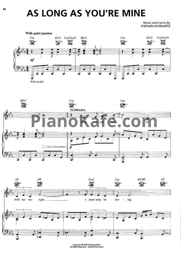 Ноты Stephen Schwartz - As long as you're mine