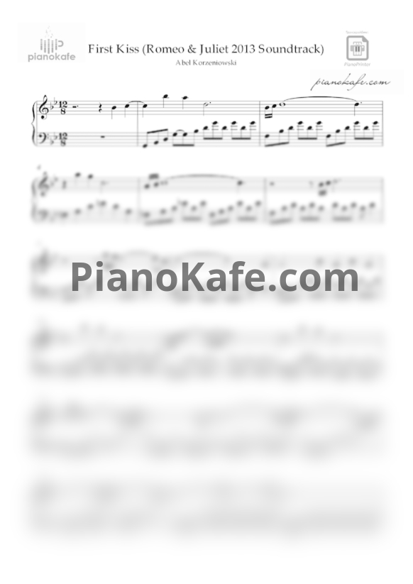 Ноты Abel Korzeniowski - First kiss