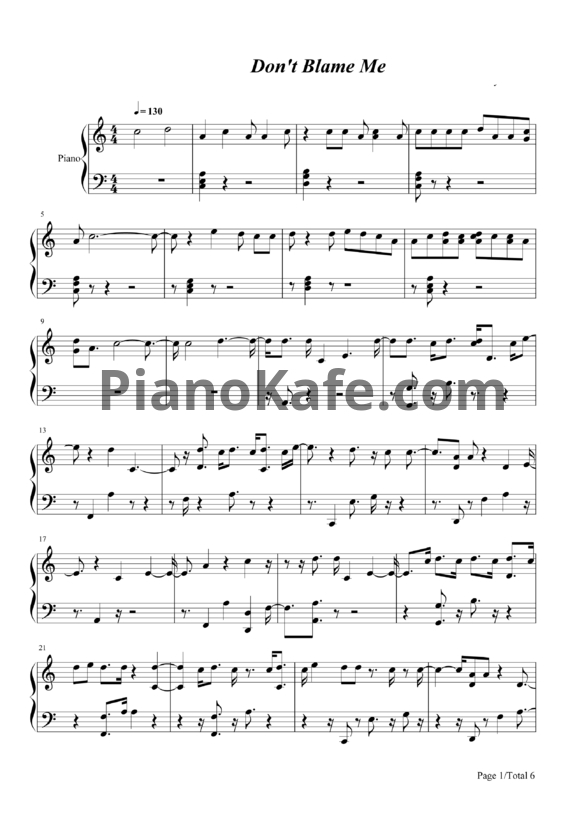 Ноты Taylor Swift - Don't blame me