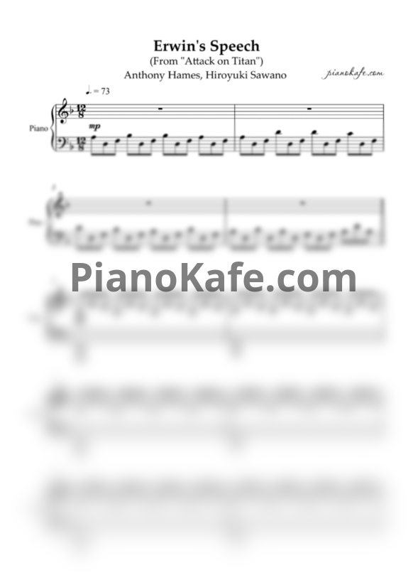 Ноты Anthony Hames, Hiroyuki Sawano - Erwin's speech