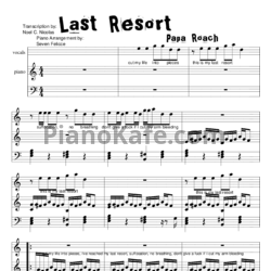 Ноты Papa Roach - Last resort - предпросмотр