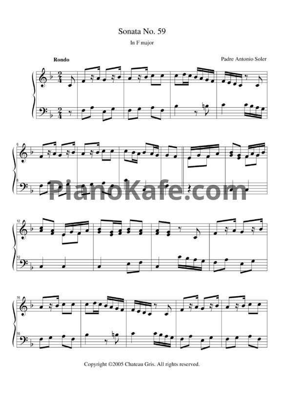 Ноты Antonio Soler - Sonata No. 59 in F major