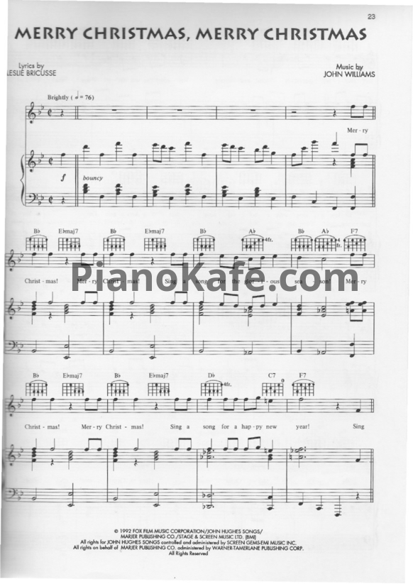 Ноты John Williams - Merry Christmas, Merry Christmas