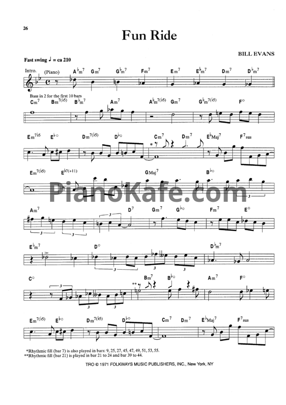 Ноты Bill Evans - Fun ride