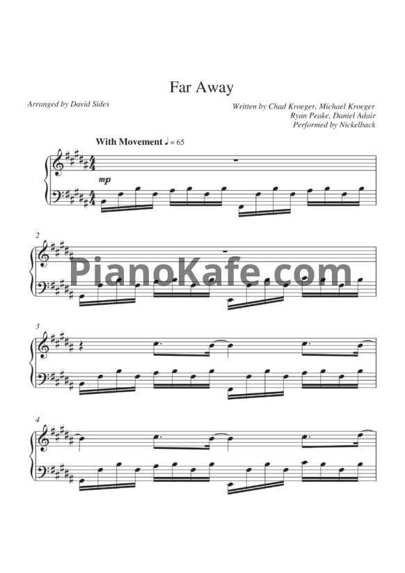 Ноты Nickelback - Far away