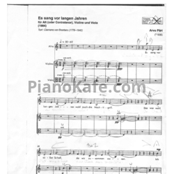 Ноты Арво Пярт - Es sang vor langer Jahren - предпросмотр