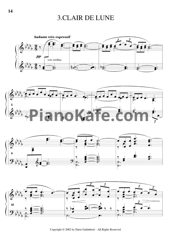 Ноты Claude Debussy - Clair de lune (Лунный свет)