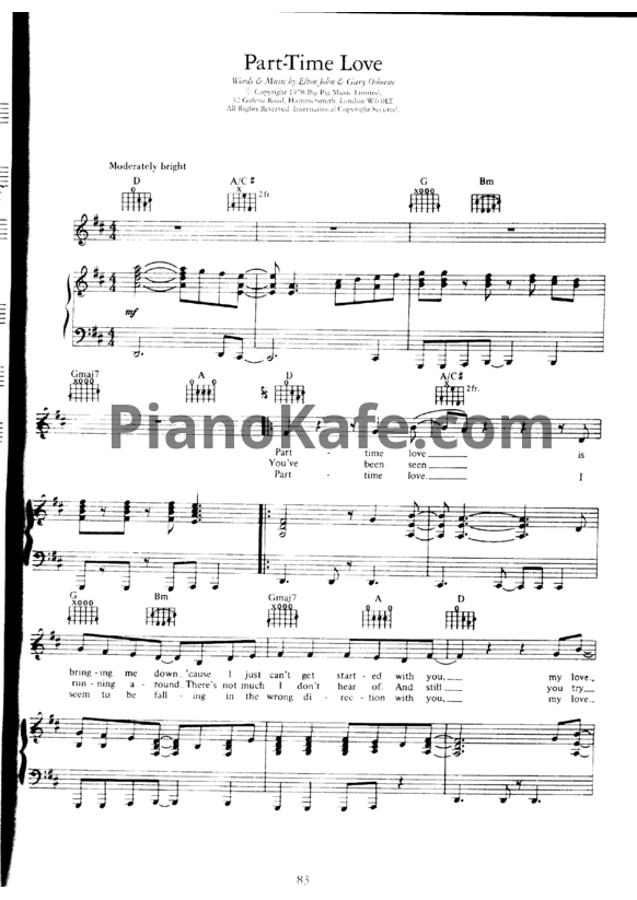 Ноты Elton John - Part-time love