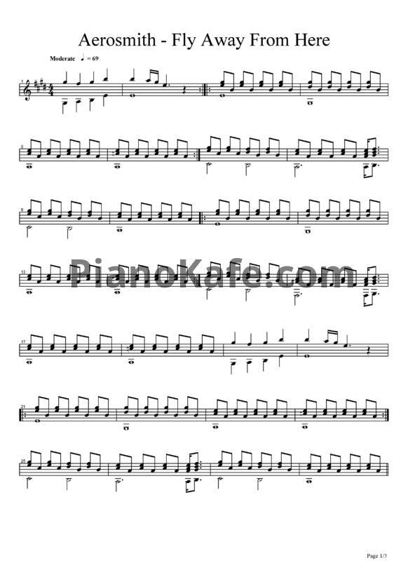 Ноты Aerosmith - Fly away from here