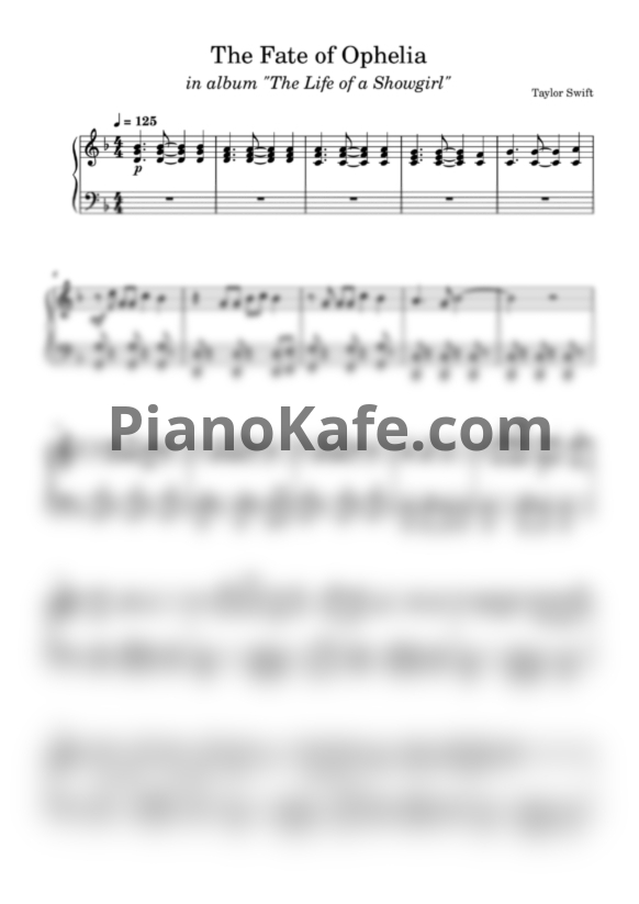 Ноты Taylor Swift - The Fate of Ophelia