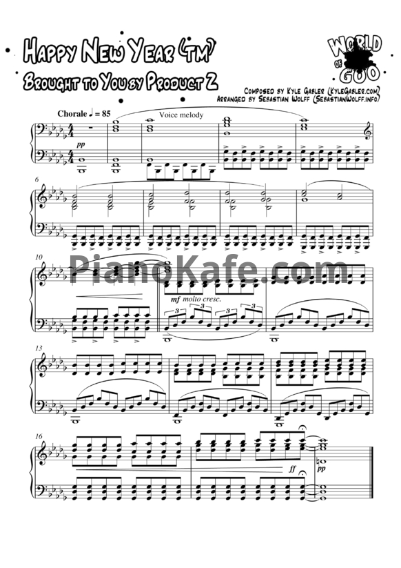Ноты Kyle Gabler - Happy new year; Brought to You by Product 2