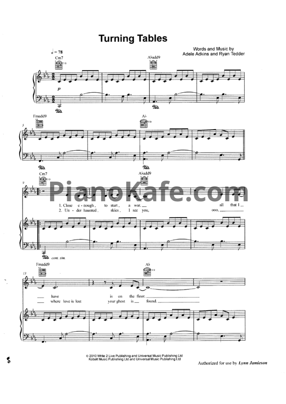 Ноты Adele - Turning tables