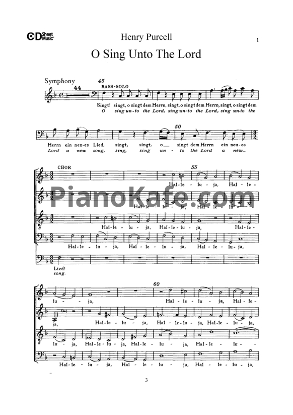 Ноты Генри Пёрселл - O sing unto the Lord