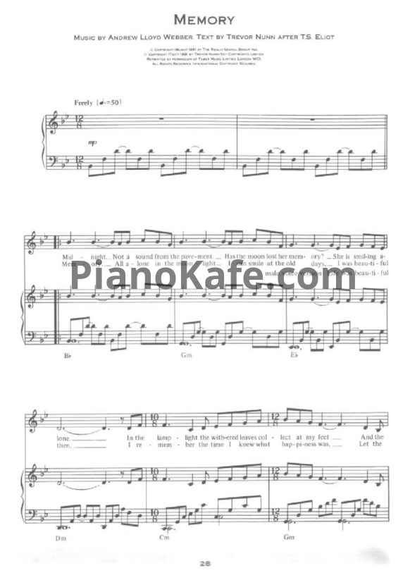 Ноты Barbra Streisand - Memory