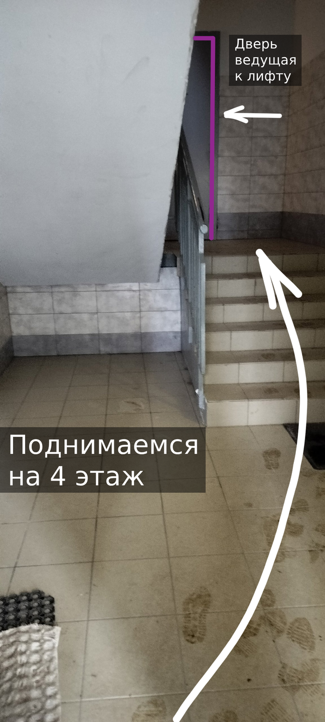 4.лестница на 4 этаж сразу за входной дверью