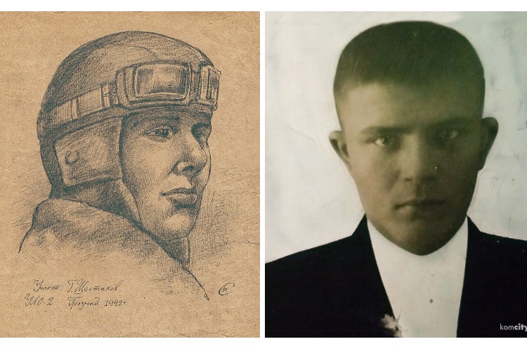 Рисунок с изображением сгинувшего на фронте летчика летит из Балакова в Комсомольск-на-Амуре
