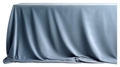 Скатерть прямоугольная бархатная серо-голубая 720×240 см
