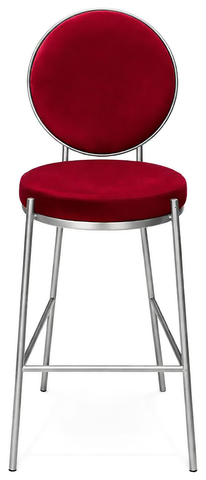 Стул барный Рокки серебро каркас бордовый