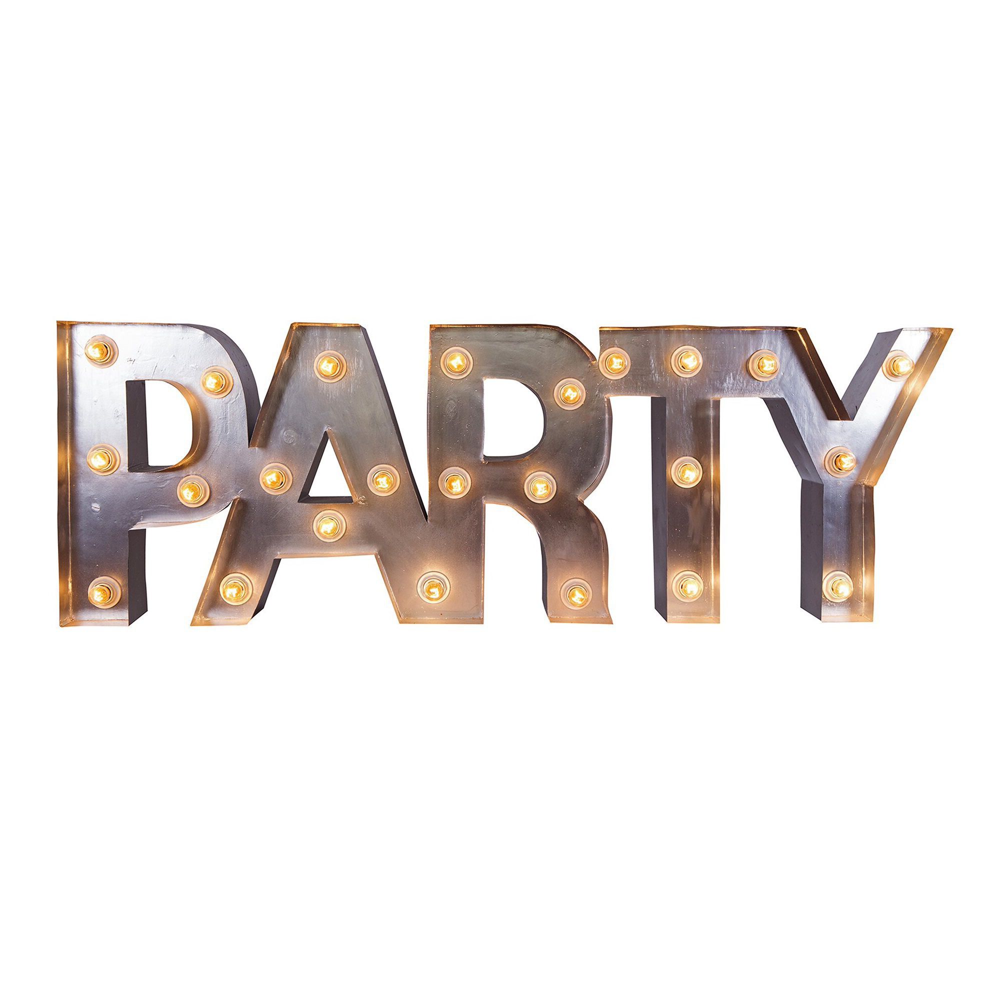 Надпись "PARTY" с лампочками
