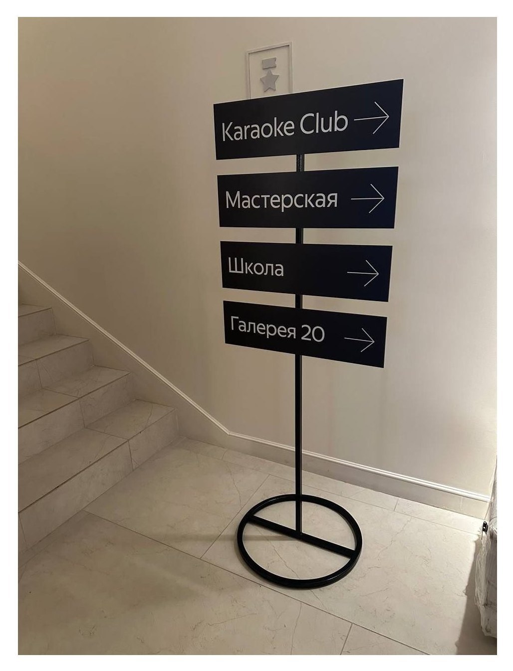 Указатель  навигация круглое основание на металле