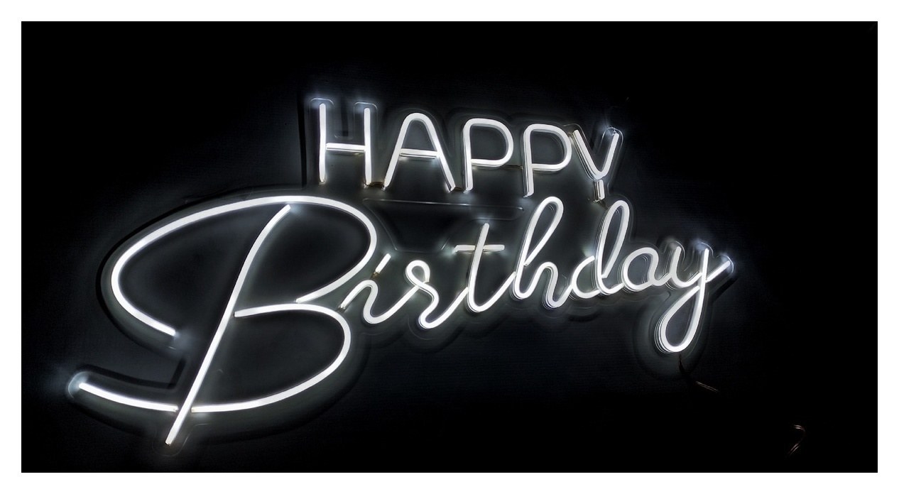 Вывеска неоновая «Happy Birthday» ХОЛОДНАЯ