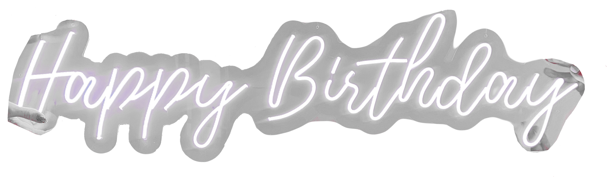Неоновая вывеска HAPPY BIRTHDAY, холодный белый свет