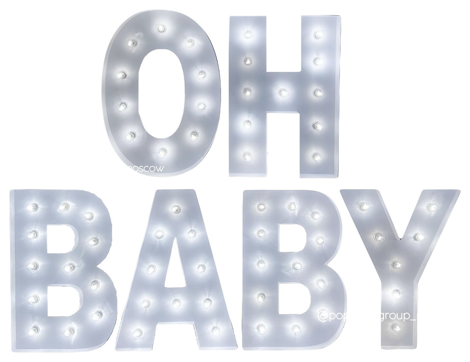 Буквы  OH BABY белые с лампами