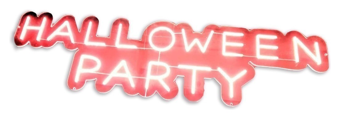 Неоновая вывеска "Halloween party"