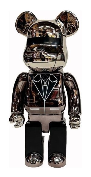 Медведь "Bearbrick Daft Punk" черный/серебро