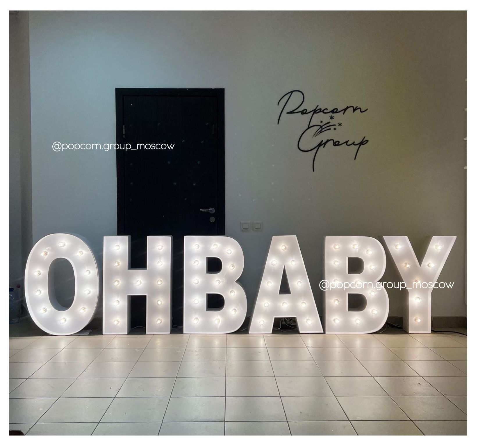 Буквы  OH BABY белые с лампами