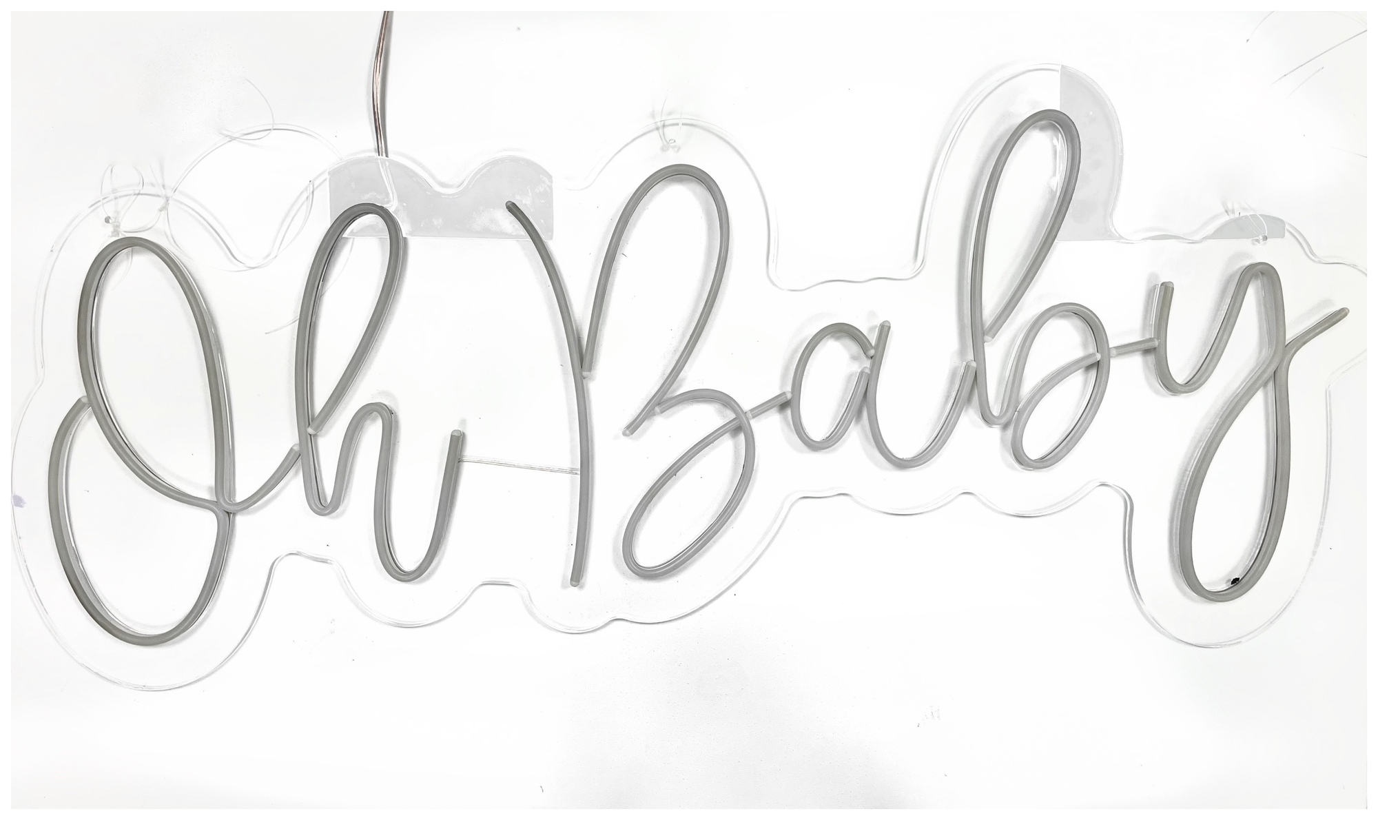 Неоновая табличка "Oh baby", белый холодный