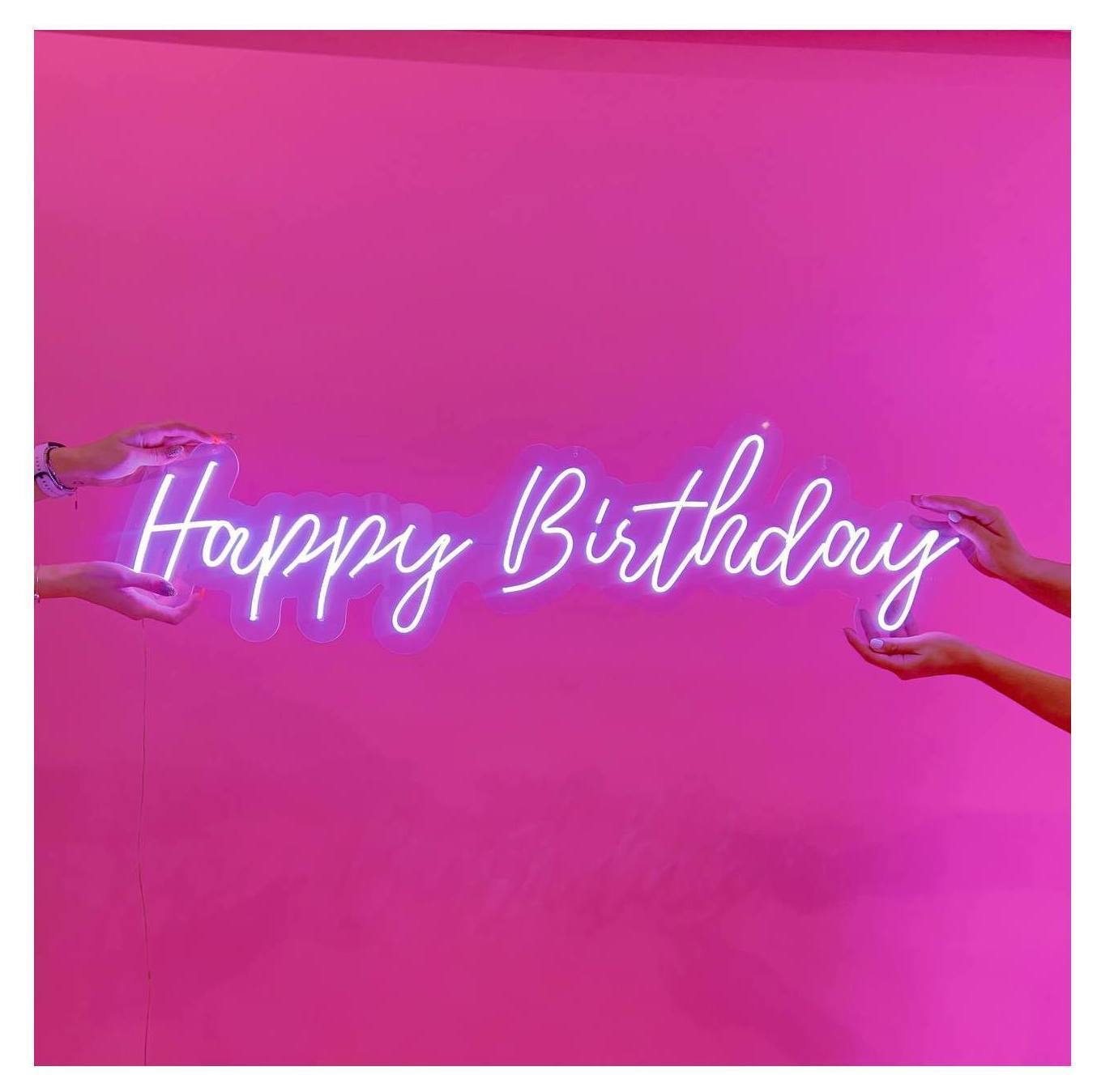 Неоновая вывеска HAPPY BIRTHDAY, холодный белый свет