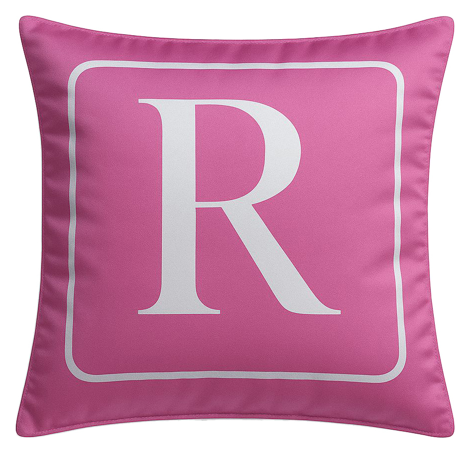 Подушка декоративная "R" розовая