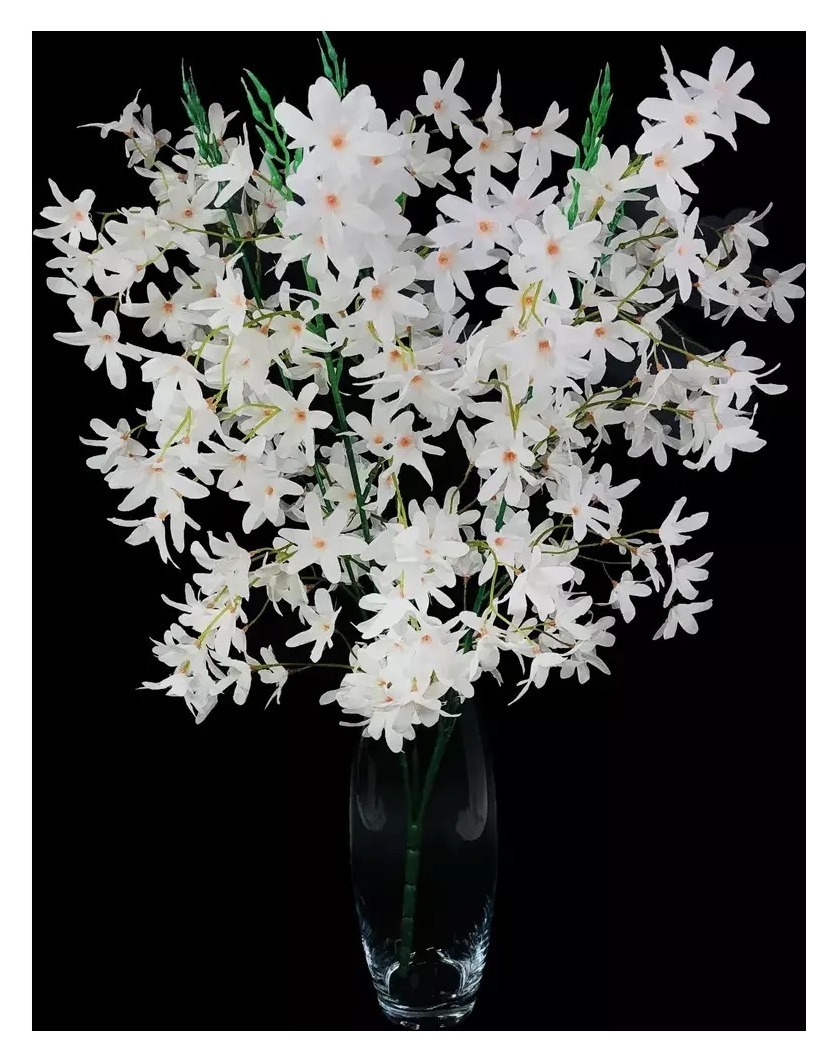 Ветка белого жасмина с розовой серединкой, арт.939