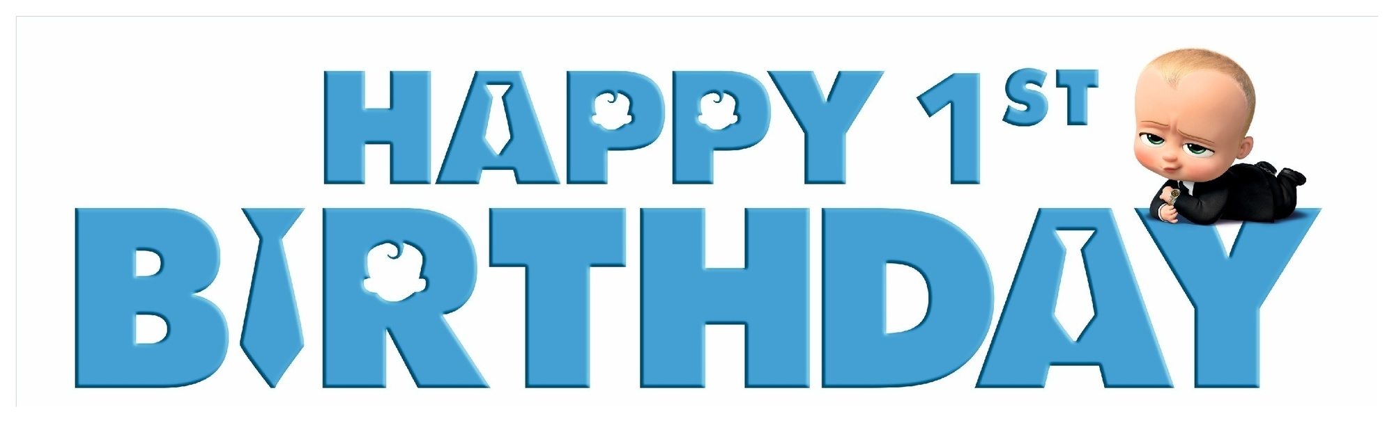 Надпись «Happy Birthday 1 st» с подсветкой
