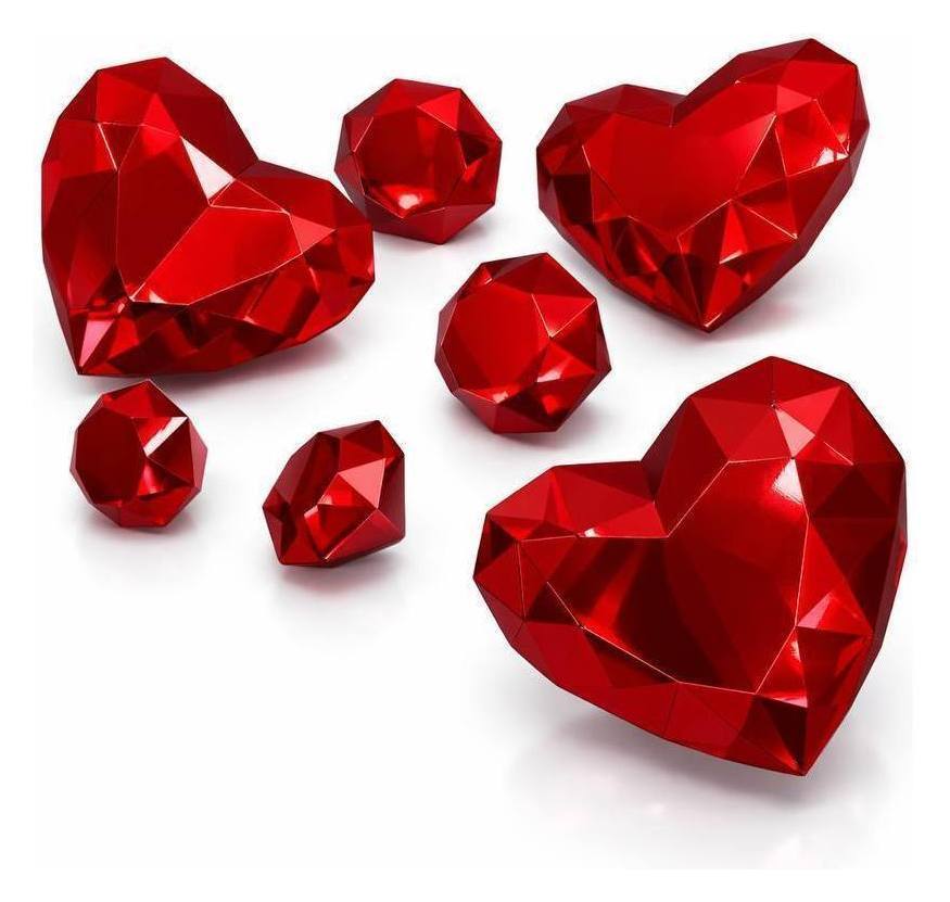 Сердце полигональное красное