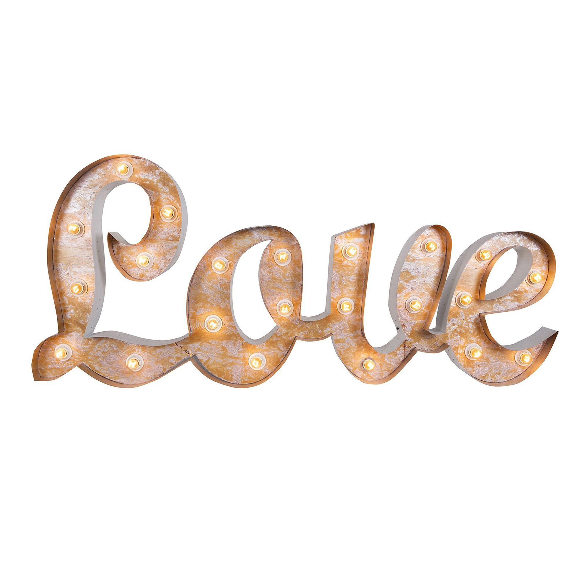 Надпись "Love" с лампочками