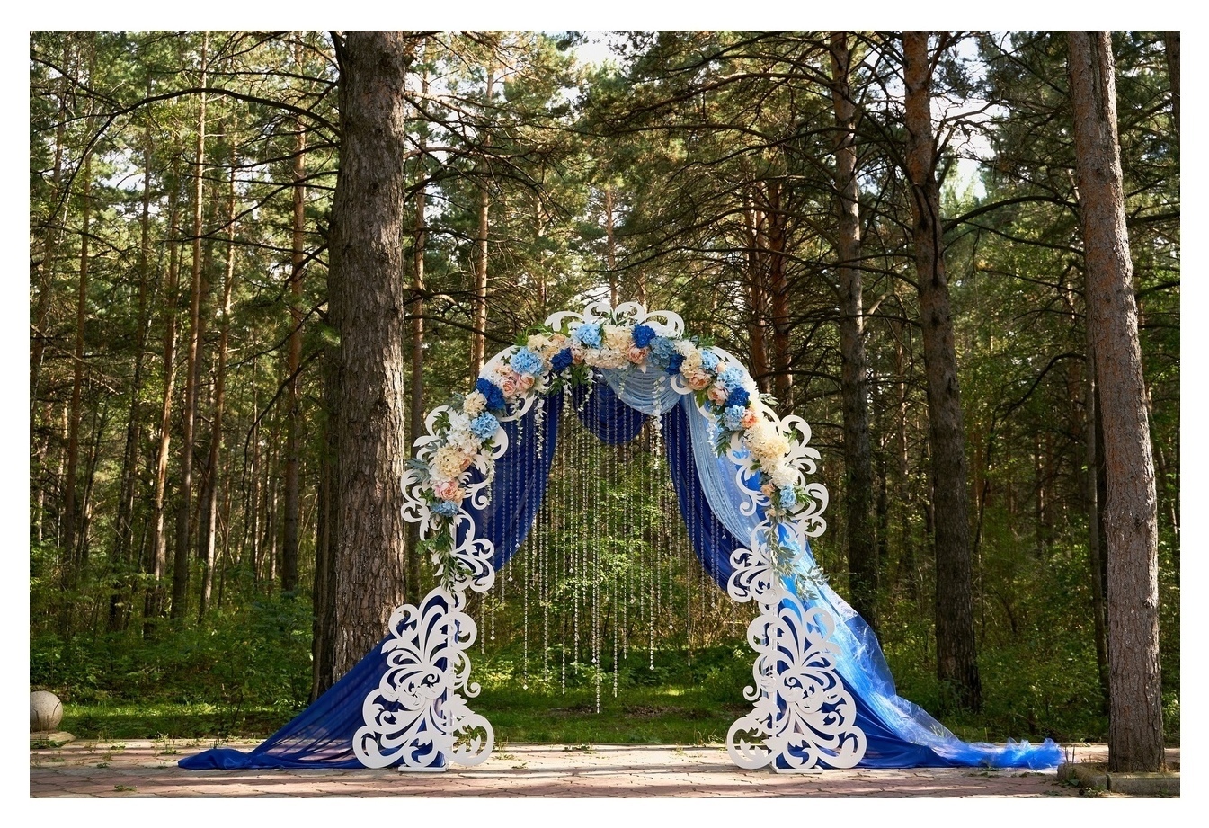 Отрез драпировочный синий, шифон.